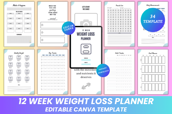 12 Week Weight Loss Planner Canva KDP: A Fully Customizable, Print-Ready System for Sustainable Progress