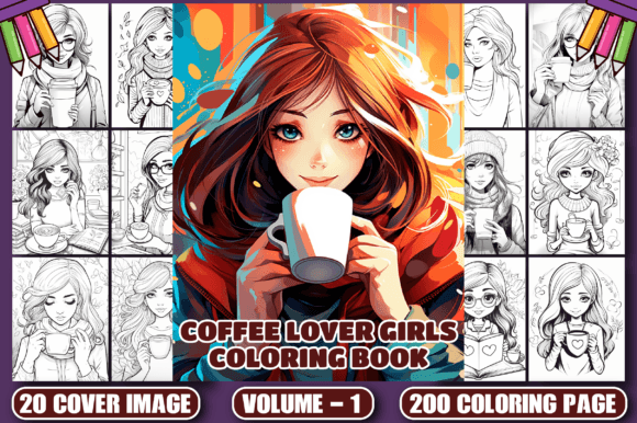 200 Coffee Lover Girls Coloring Pages V1