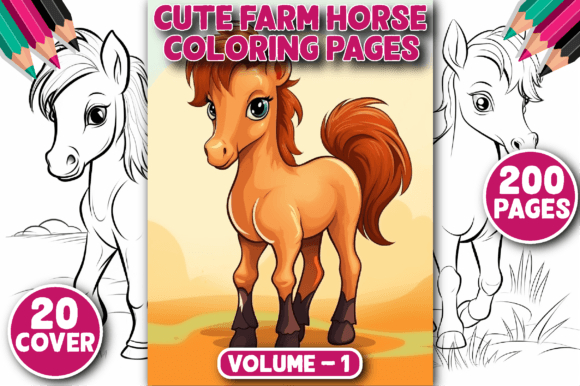 200 Cute Farm Horse Coloring Pages V - 1