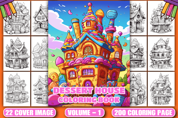 200 Dessert House Coloring Pages Vol- 1