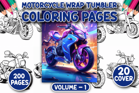 200 Motorcycle Wrap Tumbler Color Pages