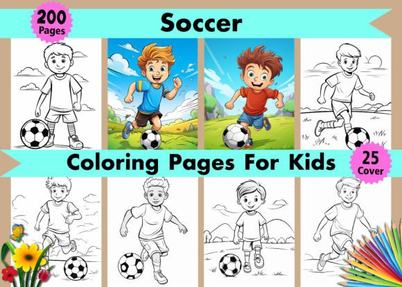 200 Soccer Coloring Pages for Kids KDP