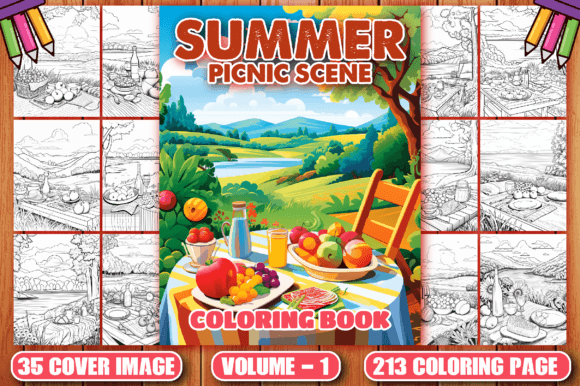 213 Summer Picnic Scene Coloring Pages: A Versatile Digital Resource for Creativity, Commerce, and Calm