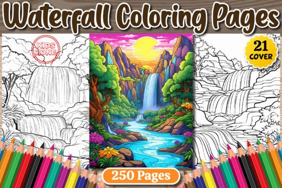 250 Waterfall Coloring Pages for Adults