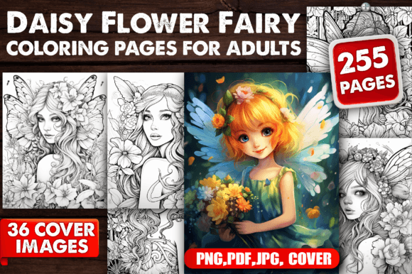 255 Daisy Flower Fairy Coloring Pages