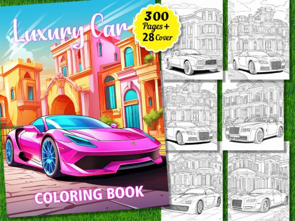 300 Luxury Cars Coloring Pages for Adult