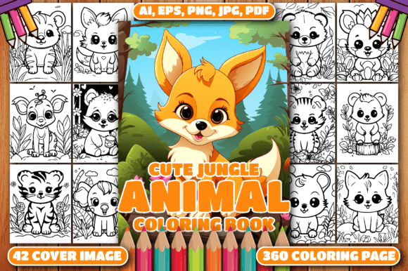 360 Cute Jungle Animals Coloring Pages
