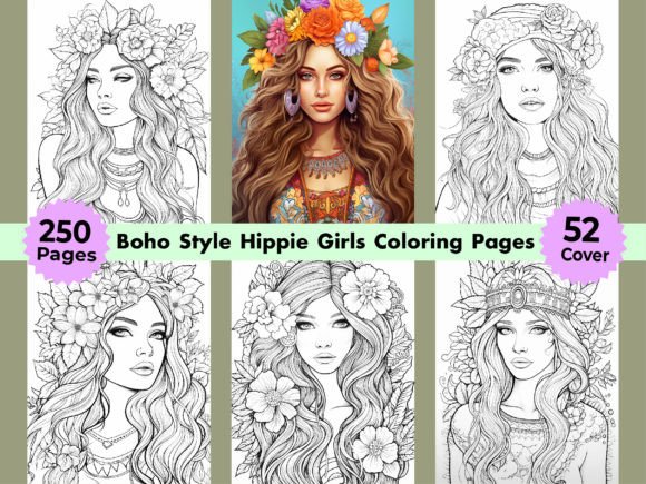 Boho Style Hippie Girls Fashion Coloring