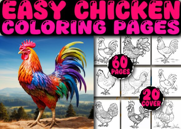 Bold Easy Chicken Coloring Book Pages