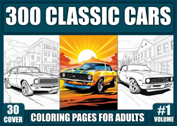 Classic Cars Coloring Page for Adults