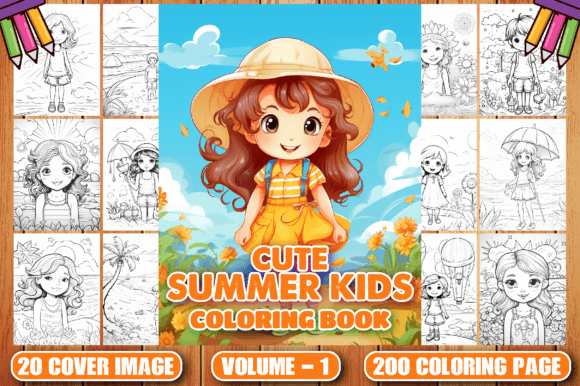 Cute Summer Kids Coloring Pages Adult V1