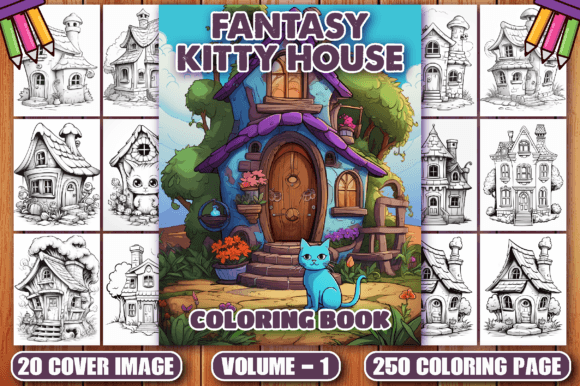 Fantasy Kitty House Coloring Pages V - 1
