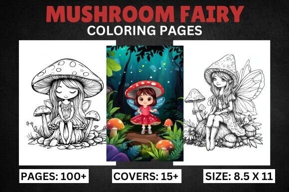 Mushroom Fairy Coloring Pages for Adults